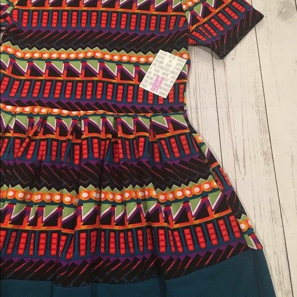 Multicolored with teal bottom Lularoe Amelia M - Picture 1 of 2